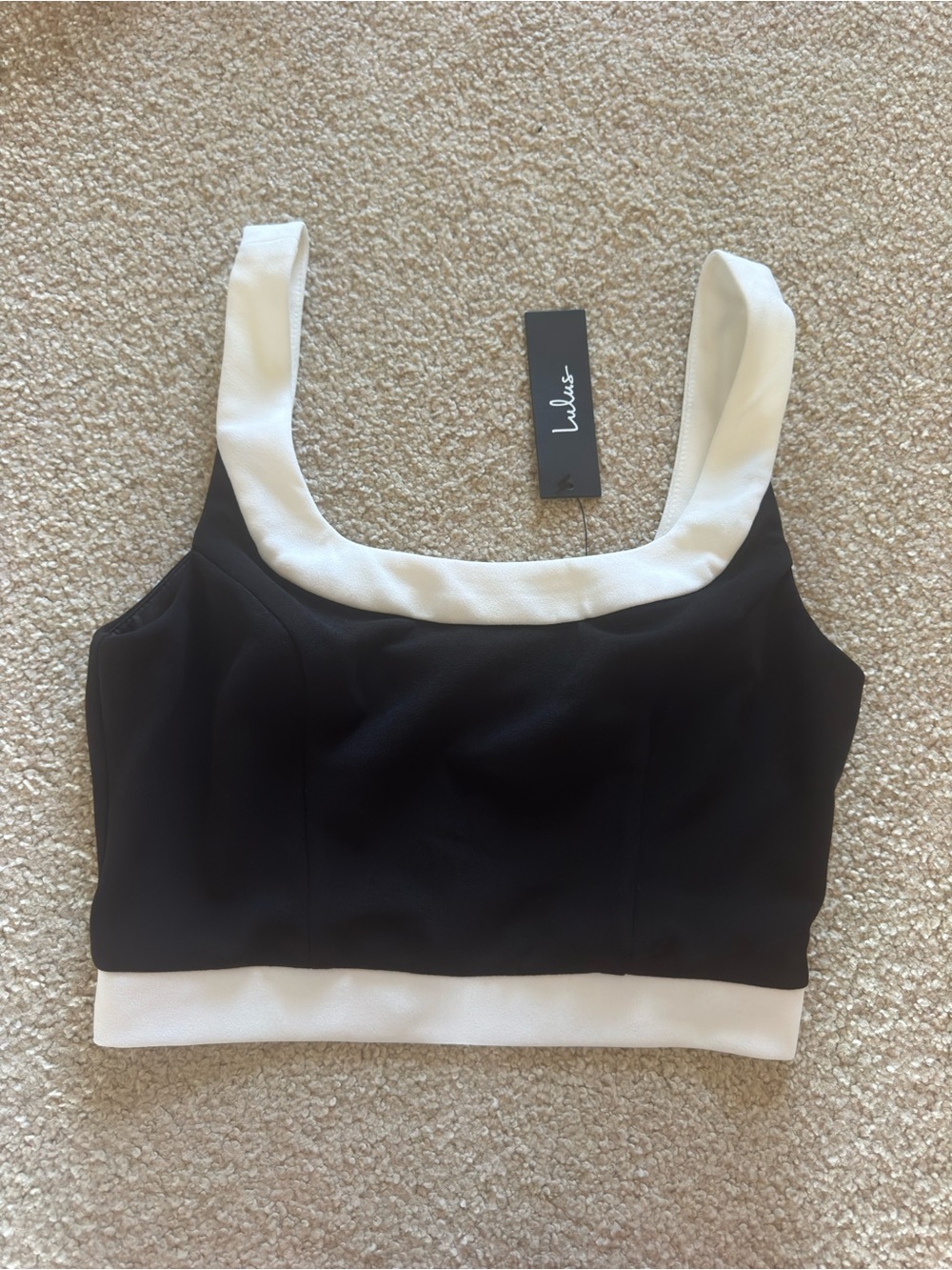 Lulu's Two-Tone Black and White Square Crop Top